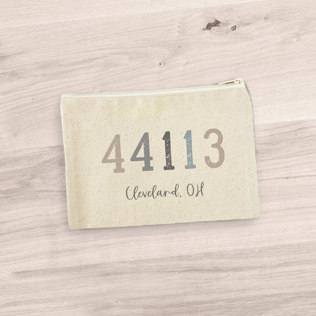 Zip Code w/ City and State - Custom Canvas Zipper Pouch