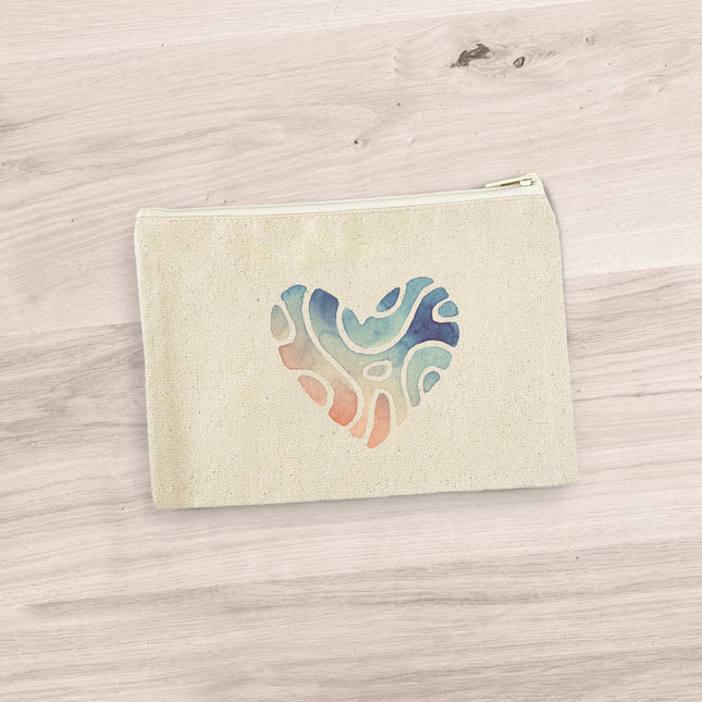 Abstract Beach Heart - Valentine's Day Canvas Zipper Pouch