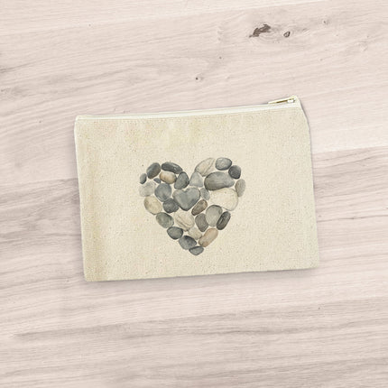 Pebble Heart - Valentine's Day Canvas Zipper Pouch