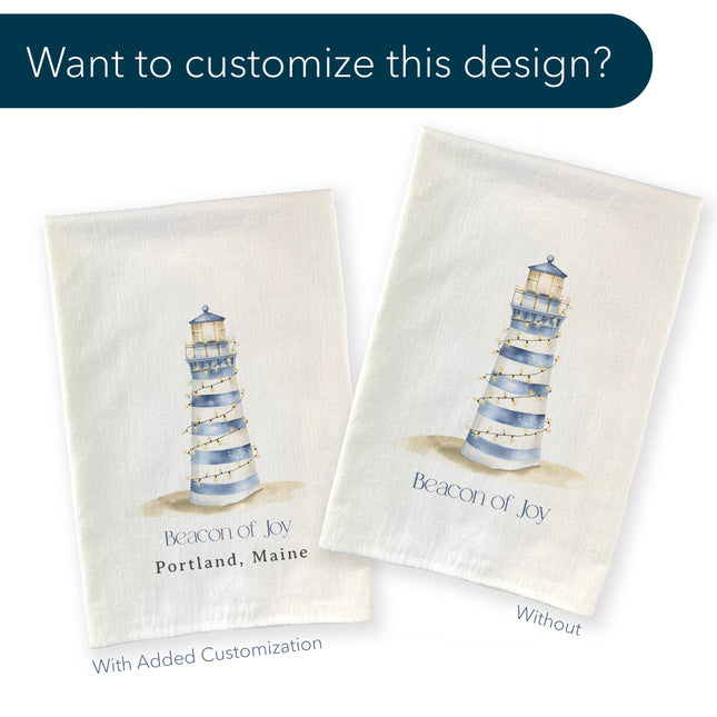The Merry Lighthouse - Winter Customizable Canvas Tote Bag