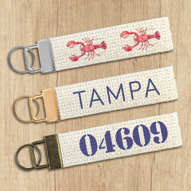 Anchor w/ City and State - Custom Canvas Key Fob