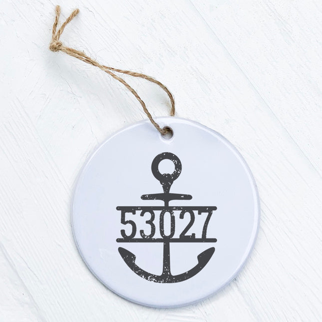 Distressed Anchor w/ Zip Code - Custom Ornament