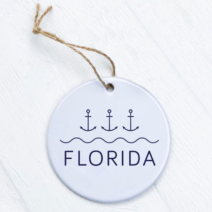 Three Anchors w/ State - Custom Ornament