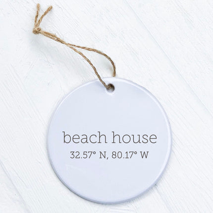 Beach House Coordinates - Custom Ornament