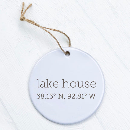 Lake House Coordinates - Custom Ornament