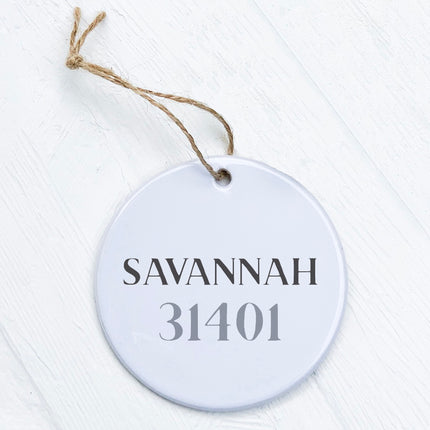 Classic Serif w/ City, Zip - Custom Ornament