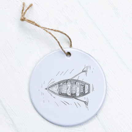 Hand Drawn Rowboat Ripples - Ornament