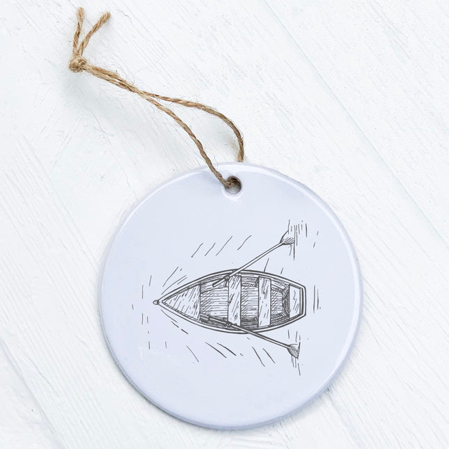 Hand Drawn Rowboat Ripples - Ornament