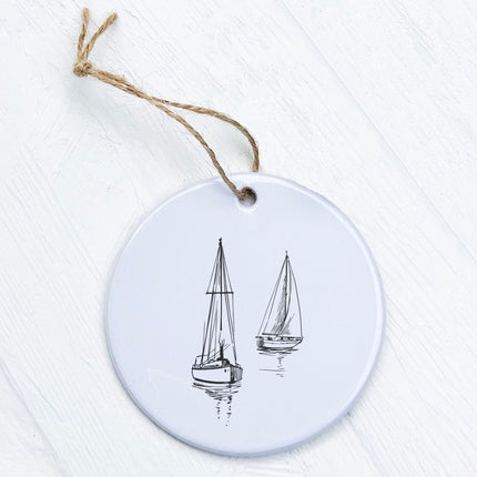 Sketched Sailboats - Ornament