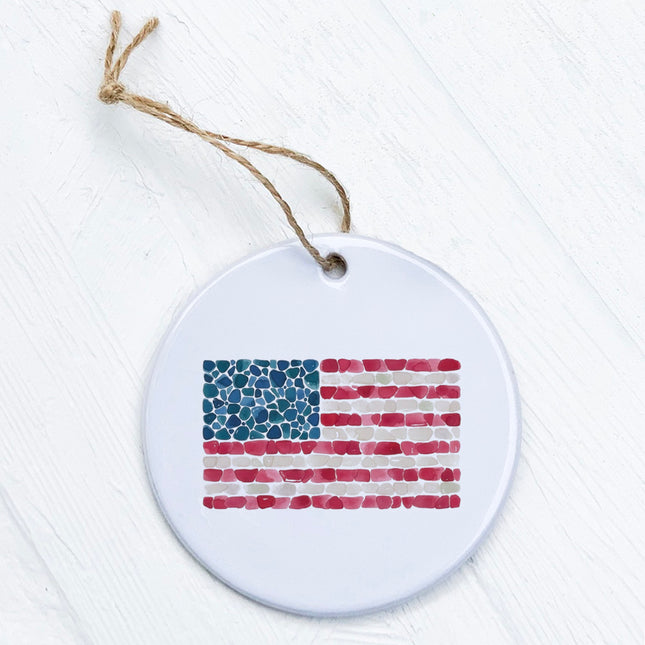 Sea Glass American Flag - Ornament