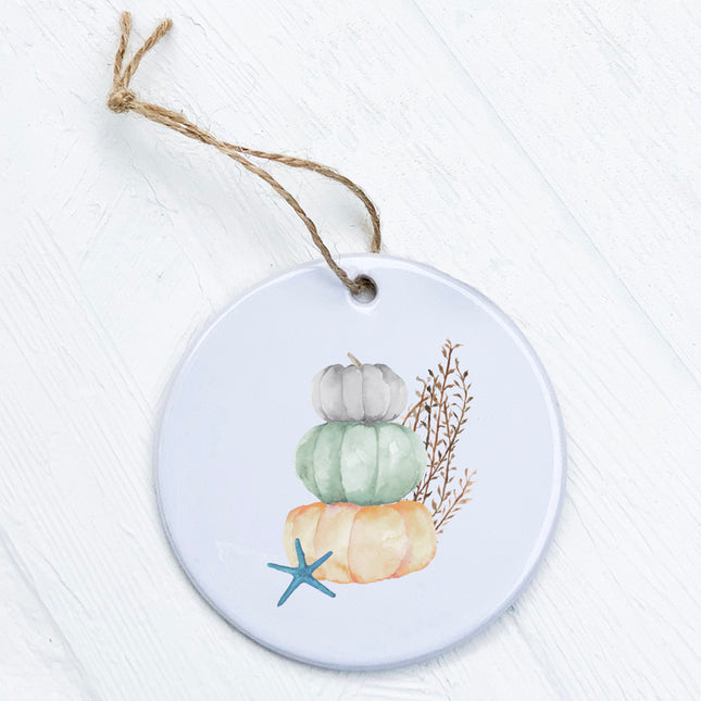 Coastal Pumpkin Stack - Ornament