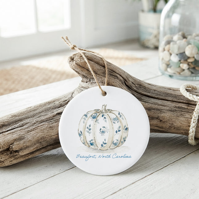 Crab Painted Fall Pumpkin - Custom Ornament