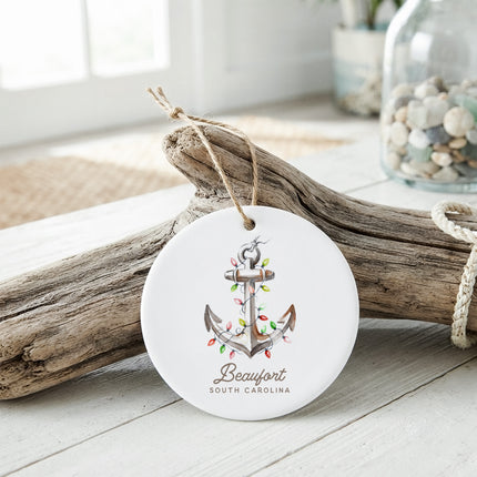 Anchor with Christmas Lights - Custom Ornament