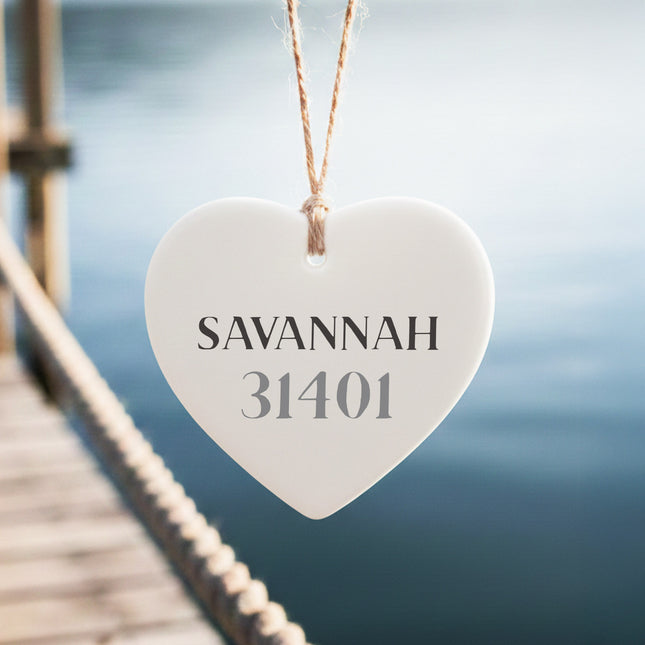 Classic Zip Code - Custom Heart Shaped Ornament