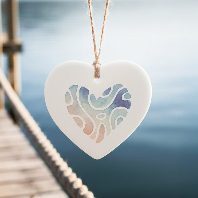 Abstract Beach Heart - Heart Shaped Ornament