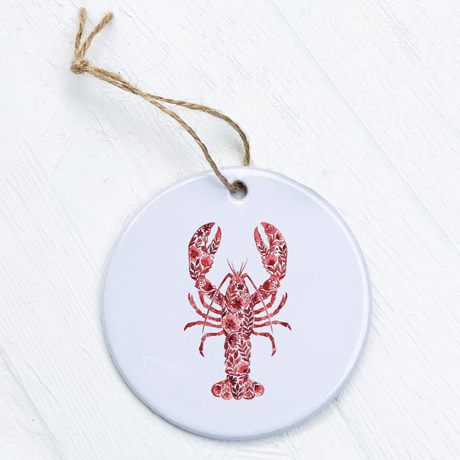 Watercolor Floral Red Lobster - Ornament