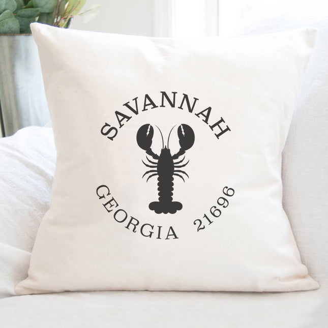 Lobster w/ City and State - Custom Square Canvas Pillow