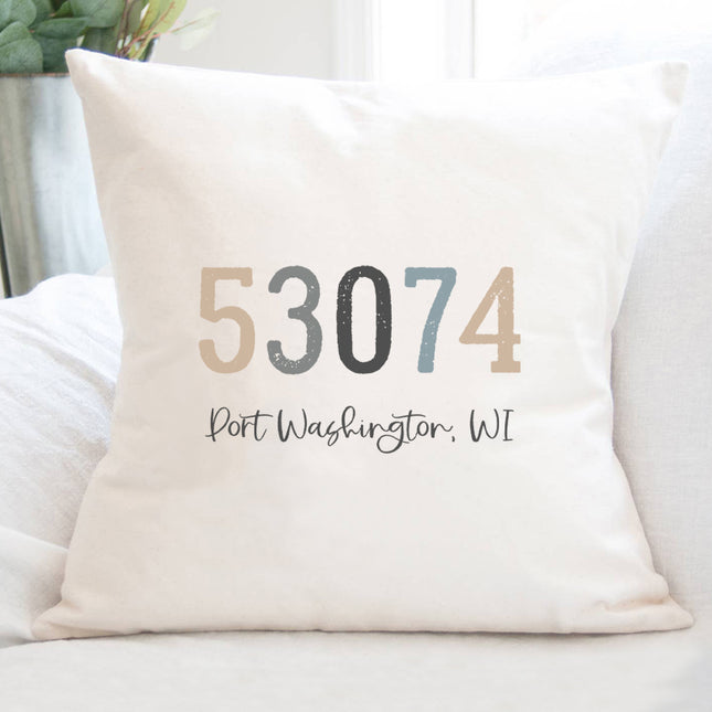 Zip Code w/ City and State - Custom Square Canvas Pillow