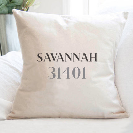 Classic Serif w/ City, Zip - Custom Square Canvas Pillow