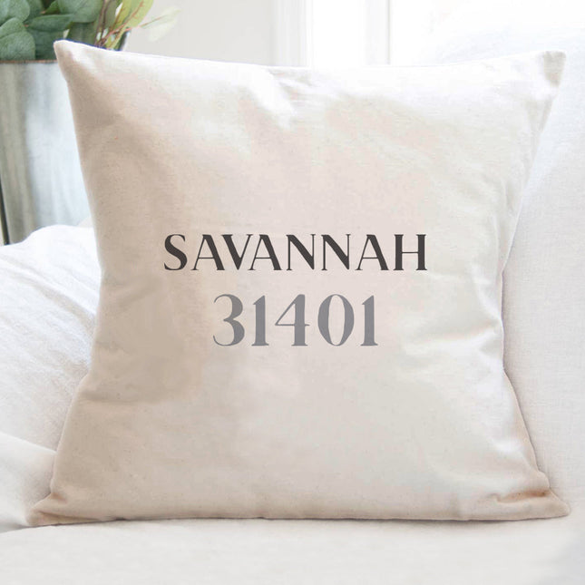 Classic Serif w/ City, Zip - Custom Square Canvas Pillow