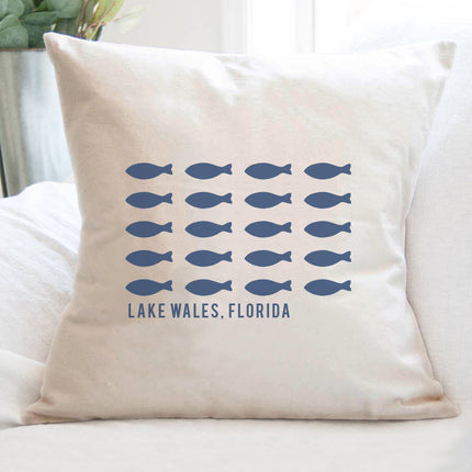 Hand Drawn Fish City State - Custom Square Canvas Pillow