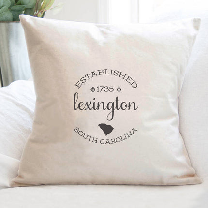 Circle Est, City, State w/ Anchors - Custom Square Canvas Pillow