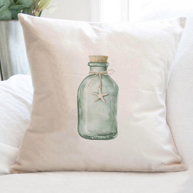 Sea Glass Bottle - Customizable Square Canvas Pillow