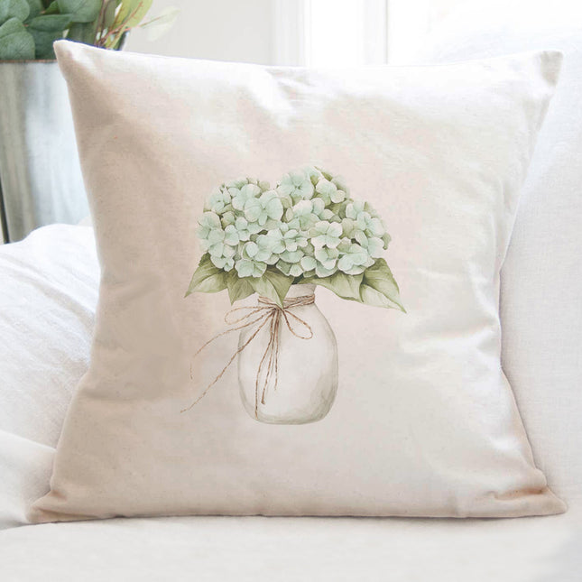 Watercolor Hydrangea Vase - Customizable Square Canvas Pillow
