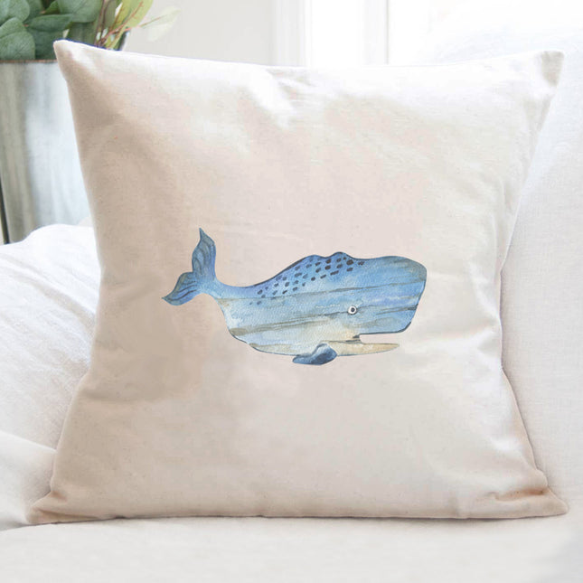 Coastal Wood Whale - Customizable Square Canvas Pillow