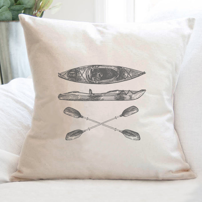 Hand Drawn Kayak - Square Canvas Pillow