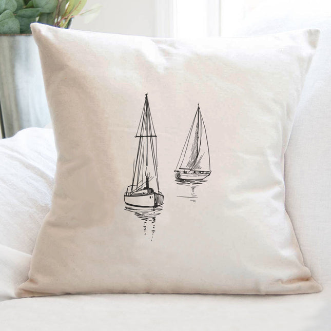 Sketched Sailboats - Square Canvas Pillow