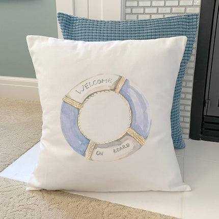 Welcome on Board Lifebuoy - Square Canvas Pillow