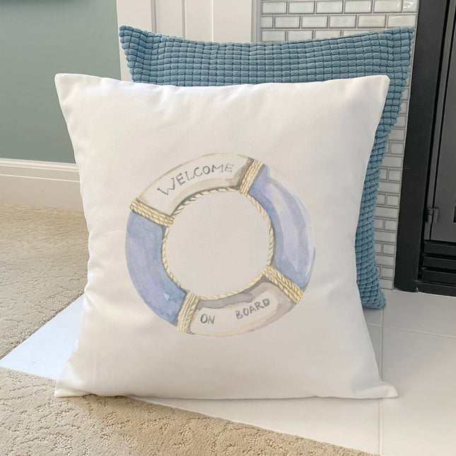 Welcome on Board Lifebuoy - Square Canvas Pillow
