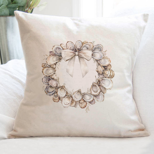 Oyster Wreath - Christmas Customizable Square Canvas Pillow