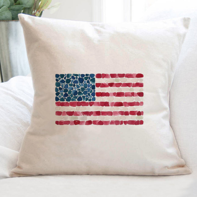 Sea Glass American Flag - Square Canvas Pillow