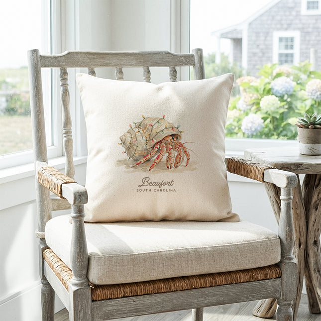 Hermit Crab with Christmas Lights - Custom Square Canvas Pillow