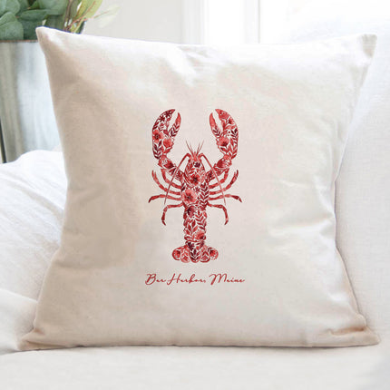 Watercolor Floral Red Lobster - Custom Square Canvas Pillow
