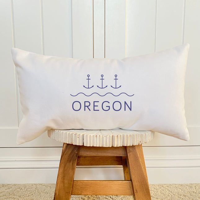 Three Anchors w/ State - Custom Rectangular Canvas Pillow