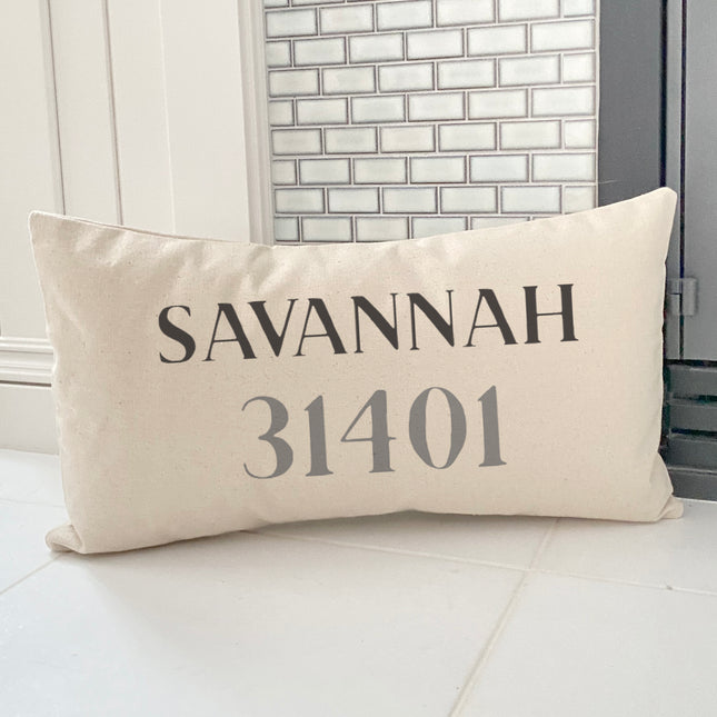 Classic Serif w/ City, Zip - Custom Rectangular Canvas Pillow