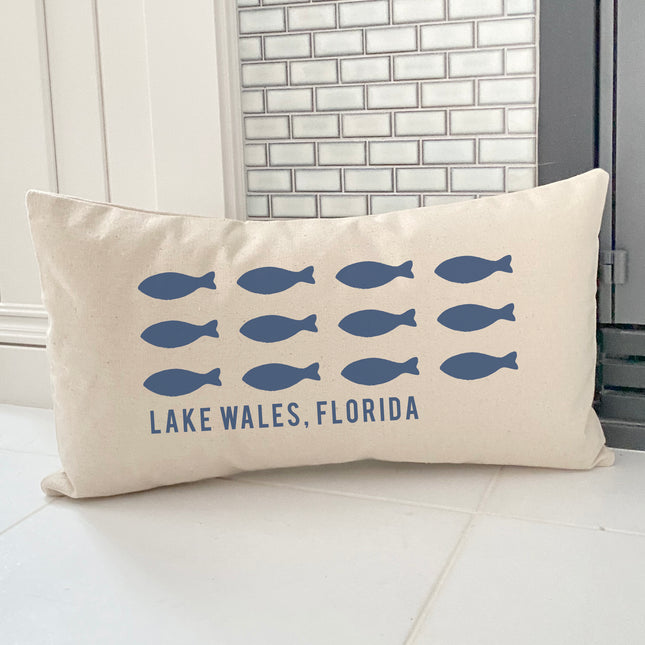 Hand Drawn Fish City State - Custom Rectangular Canvas Pillow
