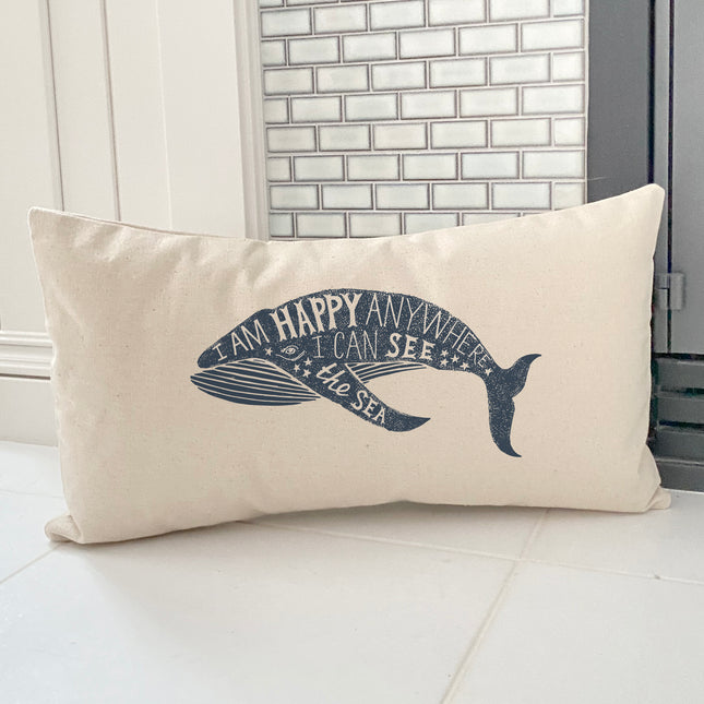 I Am Happy Anywhere - Rectangular Canvas Pillow