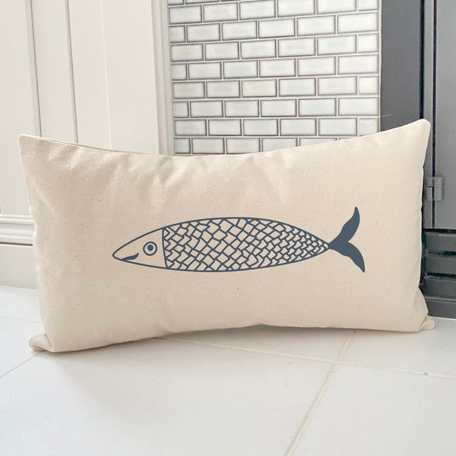 Hand Drawn Sardines - Rectangular Canvas Pillow