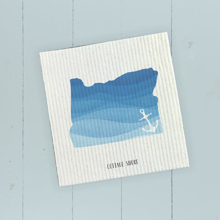 Watercolor State with Anchor - Custom Swedish Dish Cloth