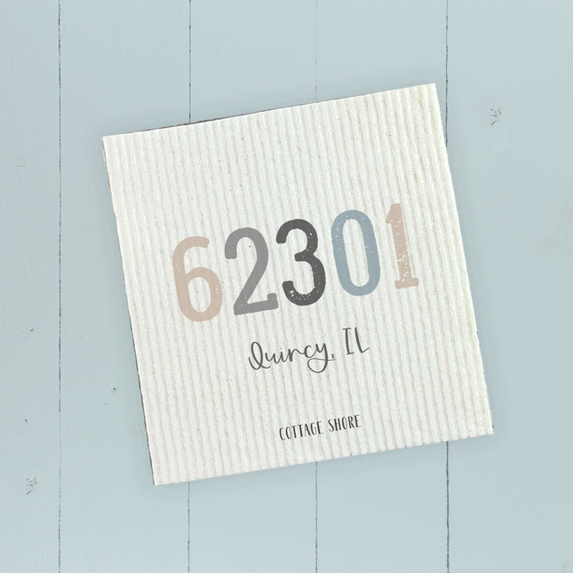 Zip Code w/ City and State - Custom Swedish Dish Cloth