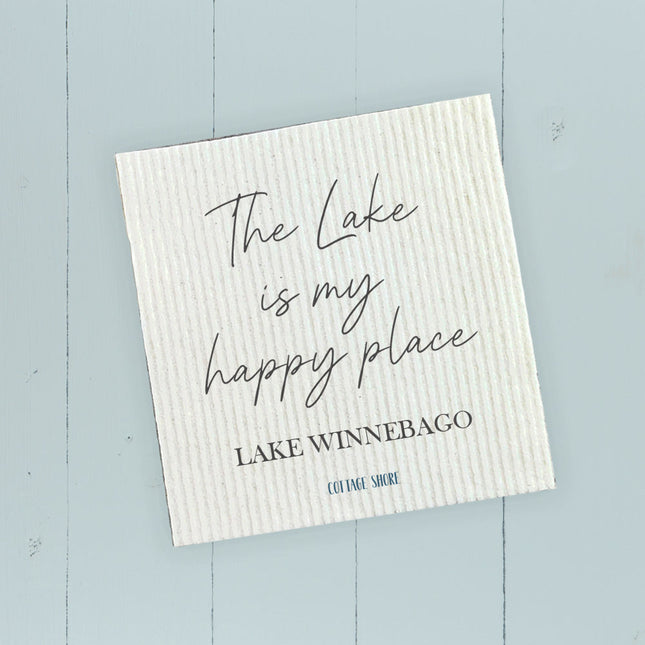 Lake Is My Happy Place - Custom Swedish Dish Cloth