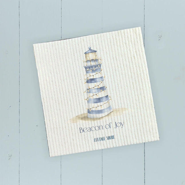 The Merry Lighthouse - Winter Customizable Swedish Dish Cloth