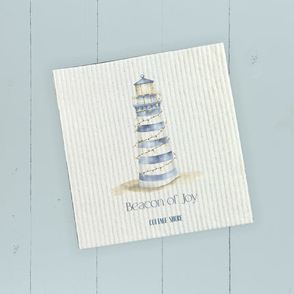 The Merry Lighthouse - Winter Customizable Swedish Dish Cloth