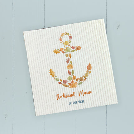 Autumn Leaves Anchor - Custom Swedish Dish Cloth