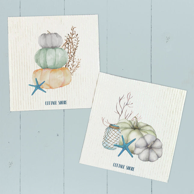 Coastal Pumpkin Stack, Pumpkins  - 2pk Swedish Dish Cloth