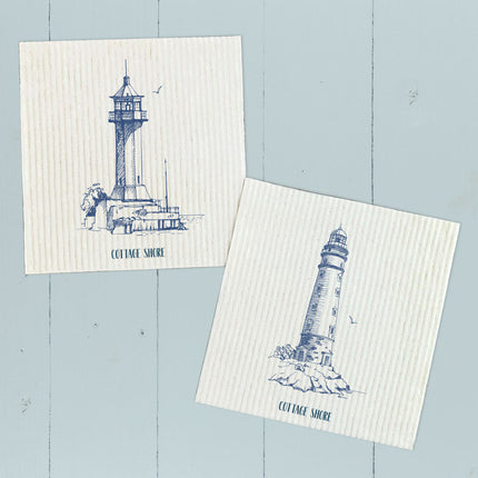 Sketched Lighthouses  - 2pk Swedish Dish Cloth